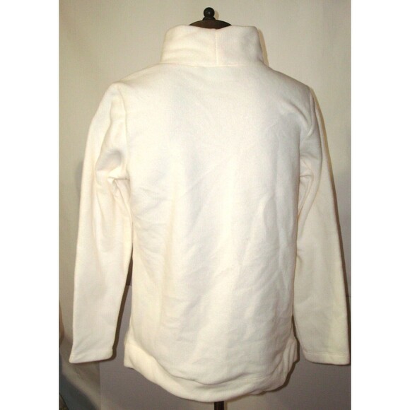 New $54 Womens Natural White Micro Polar Fleece Top XXSP Pocket Denim & Company - Picture 4 of 7